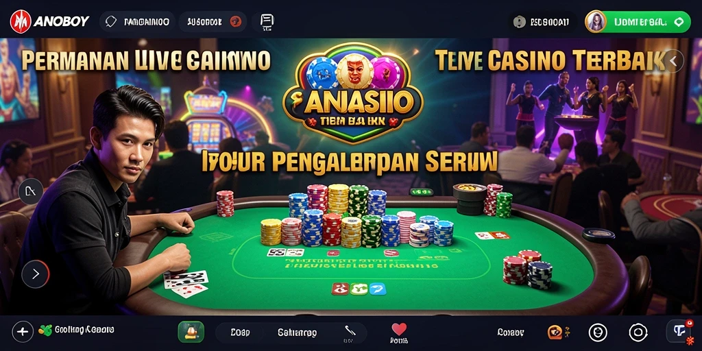 Gameplay seru ANOBOY dengan dealer langsung di kasino.