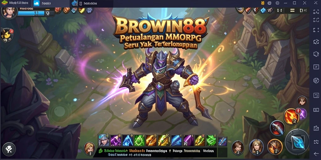 Tangkapan layar gameplay BROWIN88 menampilkan pertarungan epik dalam dunia MMORPG.