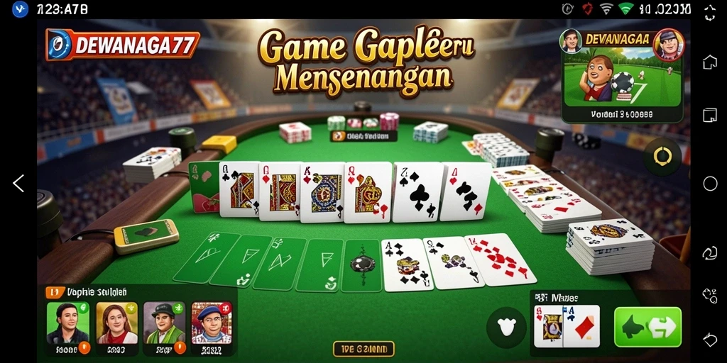 Screenshot gameplay dari DEWANAGA77 menampilkan suasana permainan Gaple yang menarik.