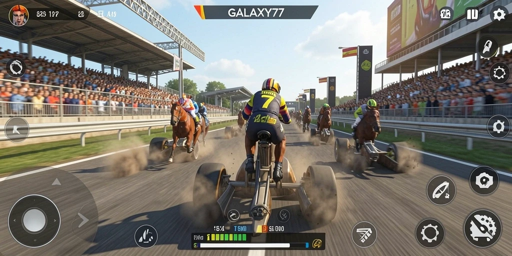 Tampilan menakjubkan dari gameplay balap motor di GALAXY77.