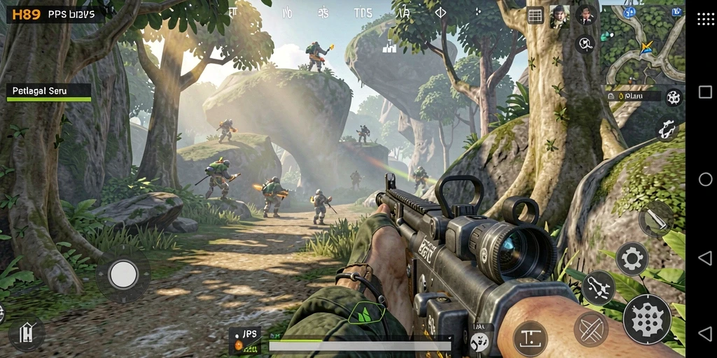 Screenshot gameplay H89 menampilkan aksi seru dalam pertempuran TPS.