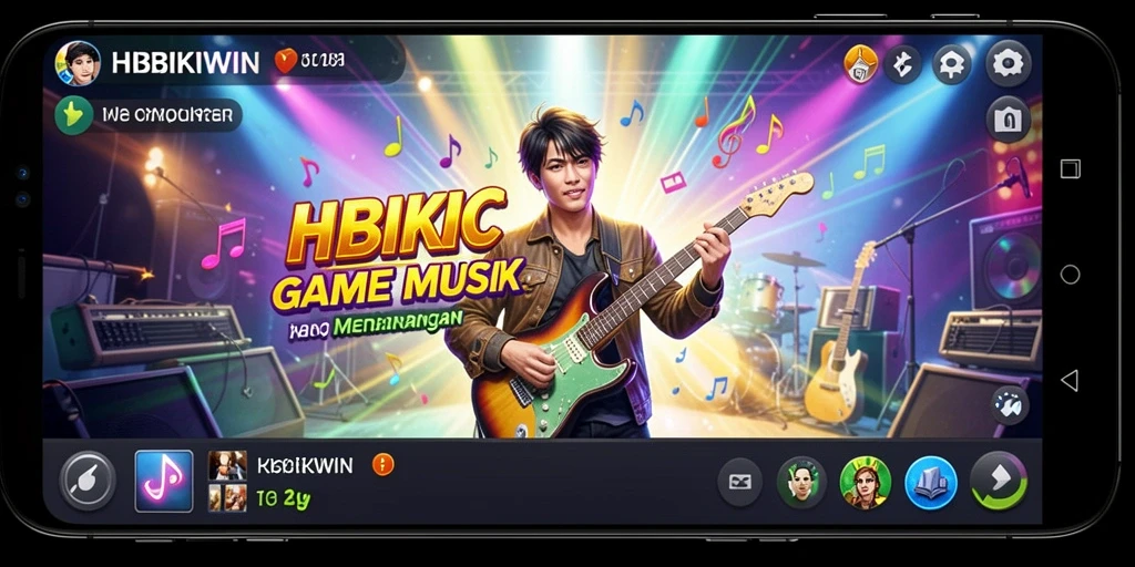 Screenshot HIBIKIWIN menampilkan gameplay seru dengan musik yang mengasyikkan.