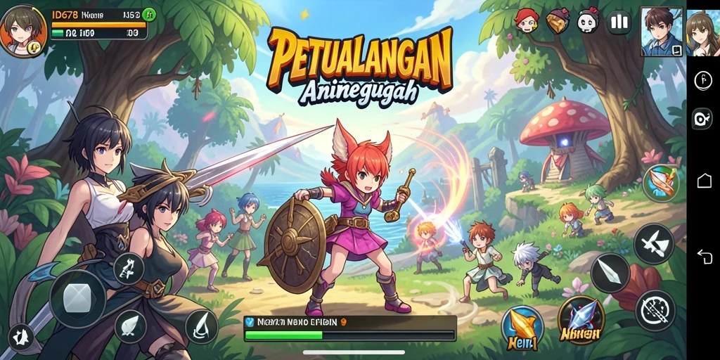Tampilan gameplay ID678 yang penuh aksi dan karakter anime menarik.