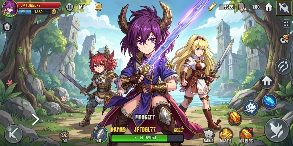 Tampilan gameplay seru dengan karakter Anime yang menarik.