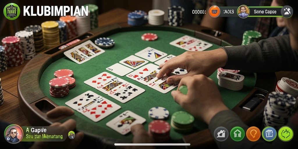 Tampilan gameplay seru KLUBIMPIAN saat bermain Gaple.