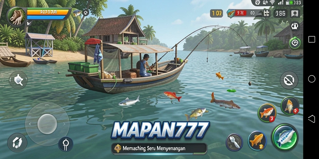 Gameplay seru dalam memancing dengan tangkapan ikan yang beragam.