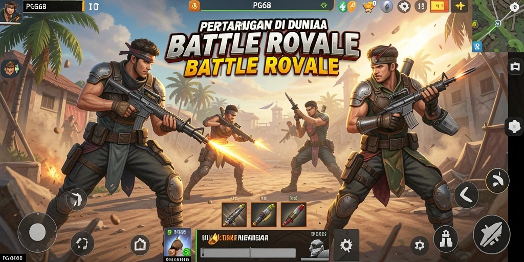 Tangkapan layar PGG68 menampilkan intensitas aksi dalam permainan Battle Royale.