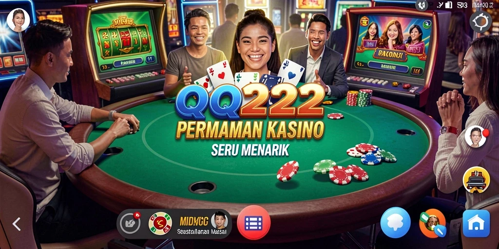 Screenshot gameplay QQ222 menampilkan suasana kasino yang mengasyikkan.