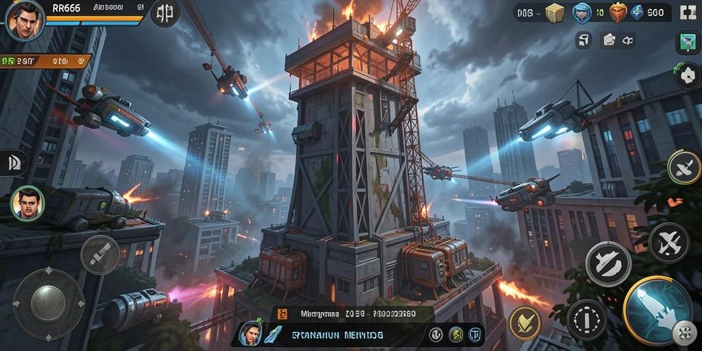 Tangkapan layar gameplay RR666 yang menampilkan pertarungan seru Tower Defense.